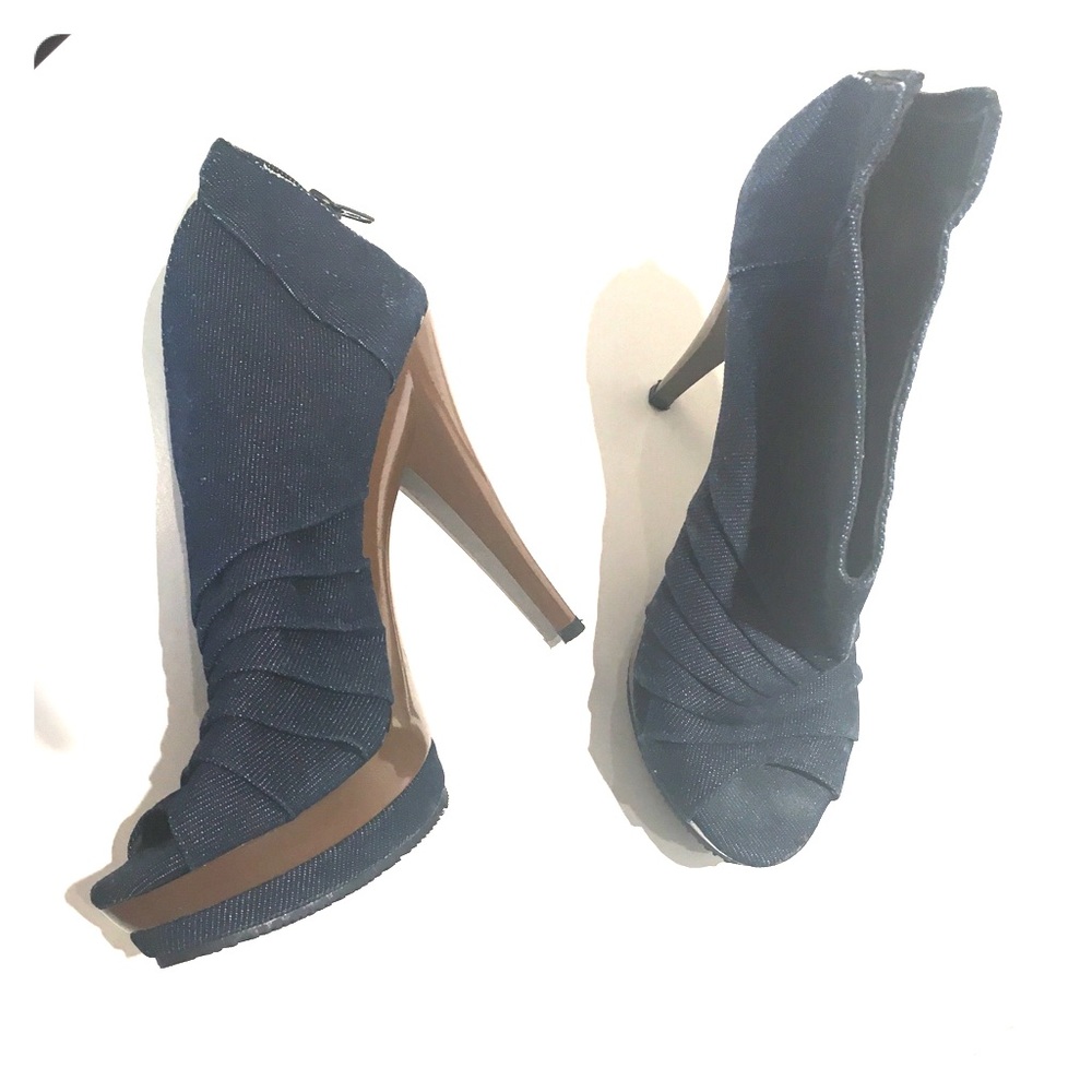 Denim shoes high heels and platform
